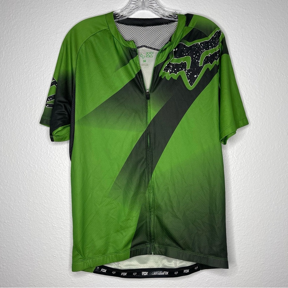 Fox Livewire Descent Cycling‎ Zip Up Jersey - Green and Black - Size M